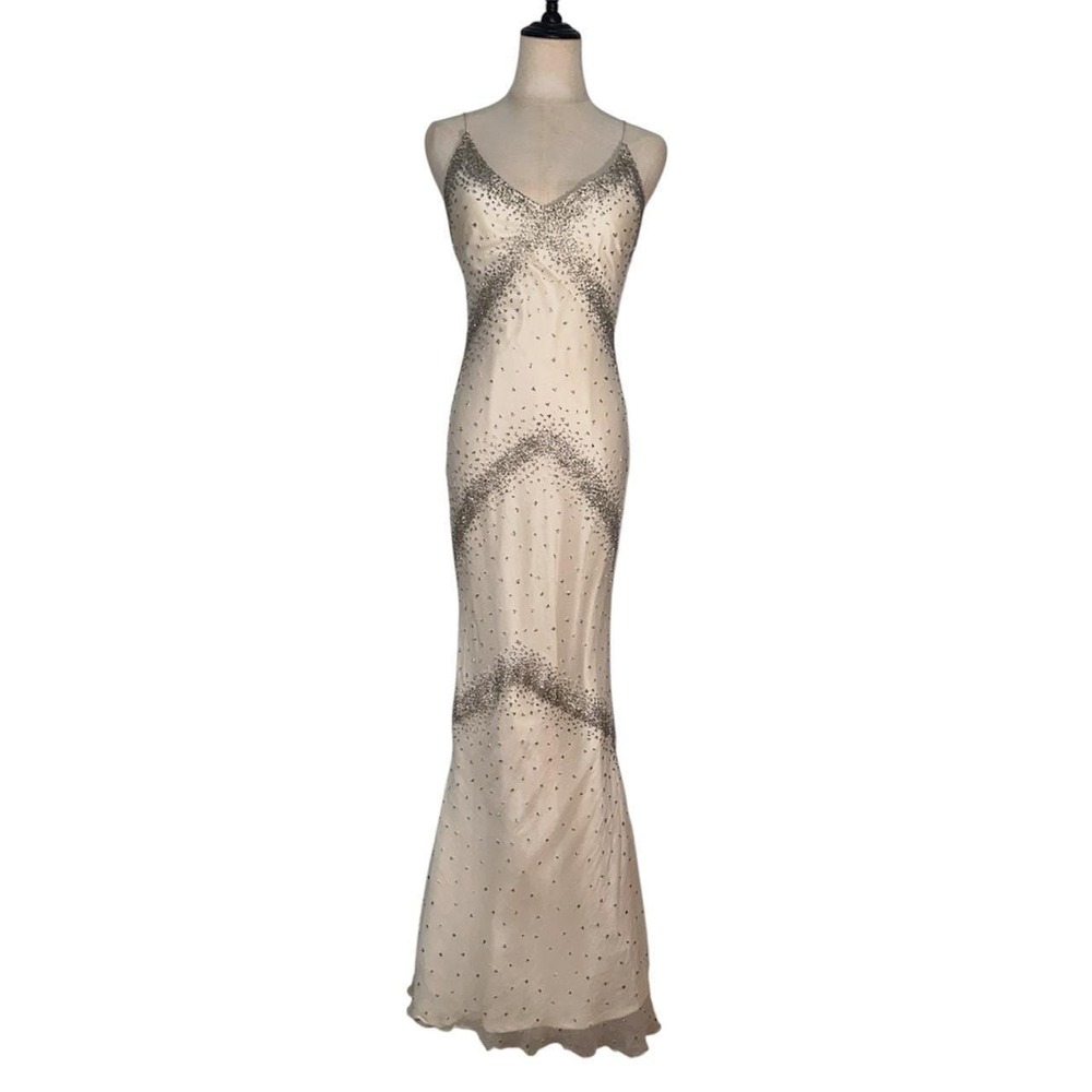 Vintage Ivory Beaded Silk embellished maxi dress
